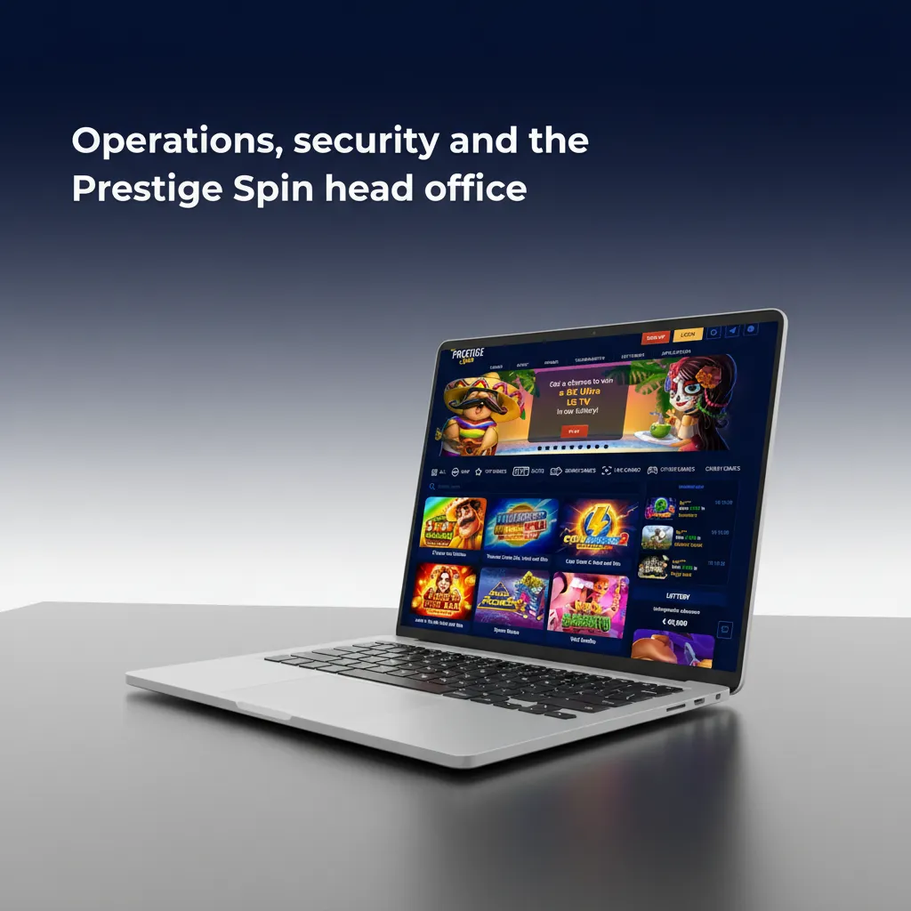Prestige Spin HQ with security padlock and UK betting app shown on Android and iOS devices.