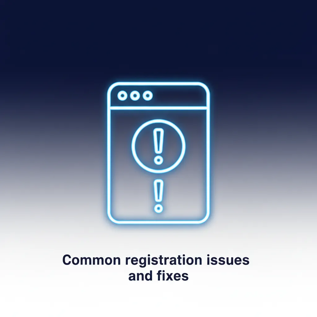 Infographic: common signup issues and fixes: missing emails, address mismatch, document rejection, duplicates, pending checks