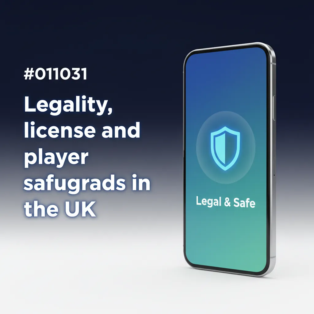 UK-themed graphic: Gambling Commission licence badge, privacy policy, RG tools, corporate records and testing certificates