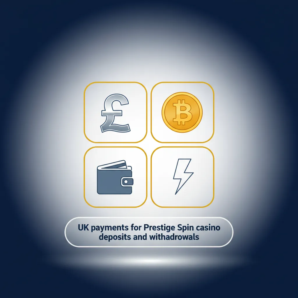 Prestige Spin UK payment methods: Visa, Mastercard, PayPal, Skrill, Neteller, Paysafecard, Apple/Google Pay, bank, USDT.