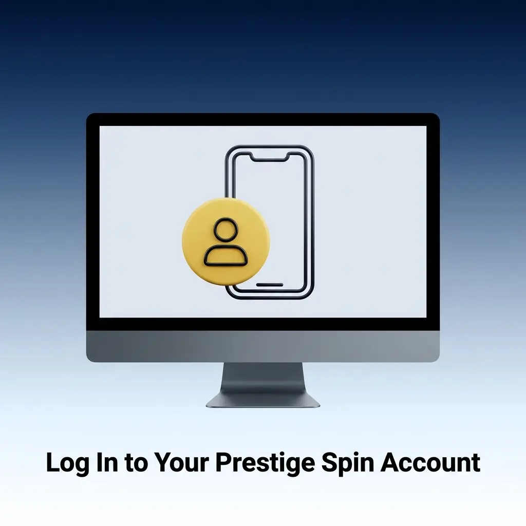 Prestige Spin casino login page showing account access form for balance, bonuses, and games