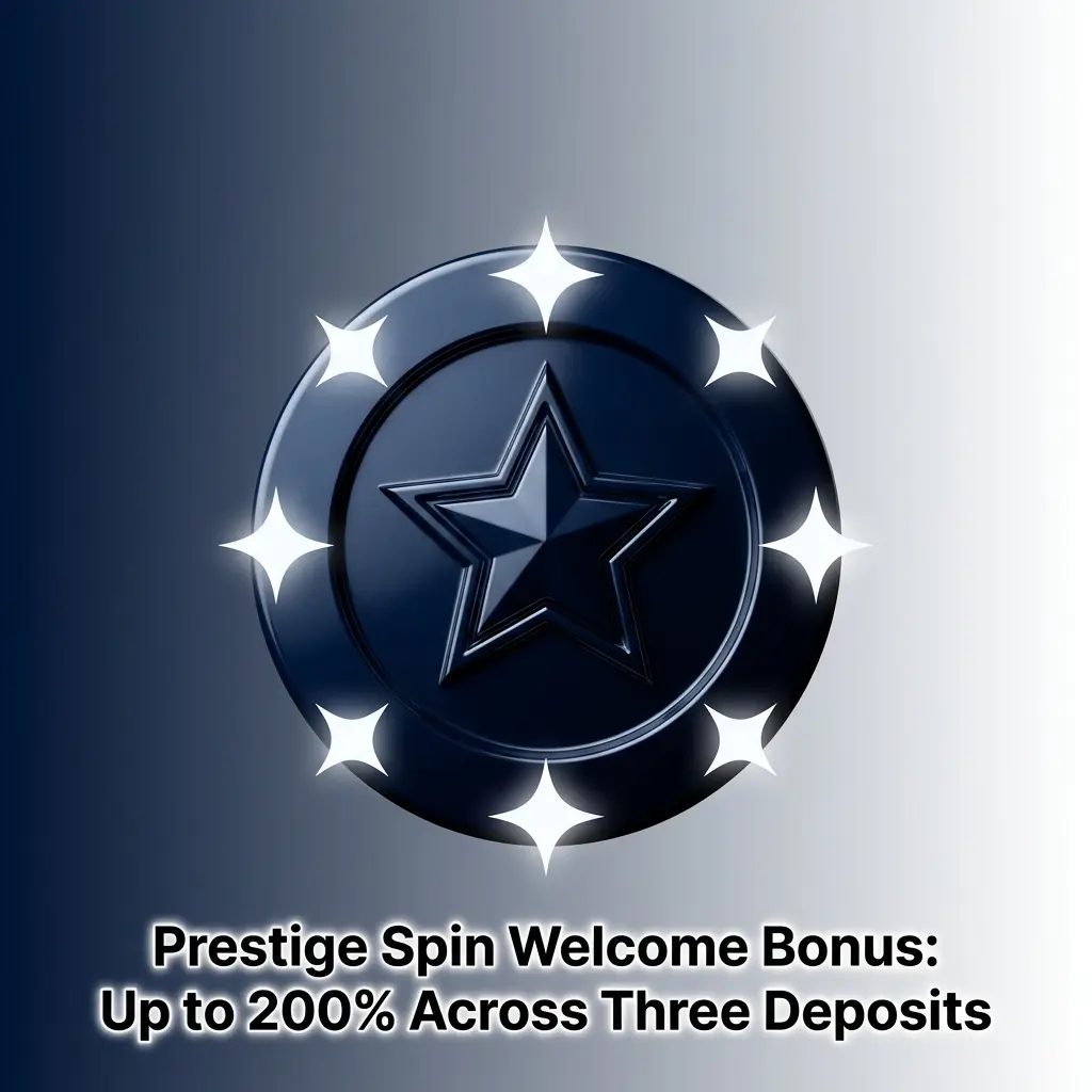 Prestige Spin welcome bonus offering UK players up to 200% match across three deposits with x45 wagering requirements