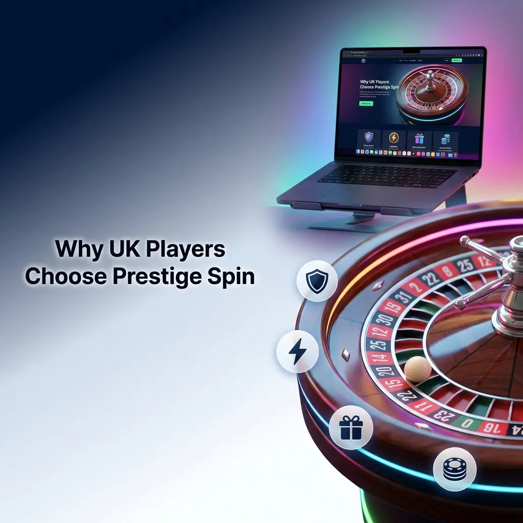 Prestige Spin casino features for UK players including welcome bonuses, GBP payments, live casino and mobile access