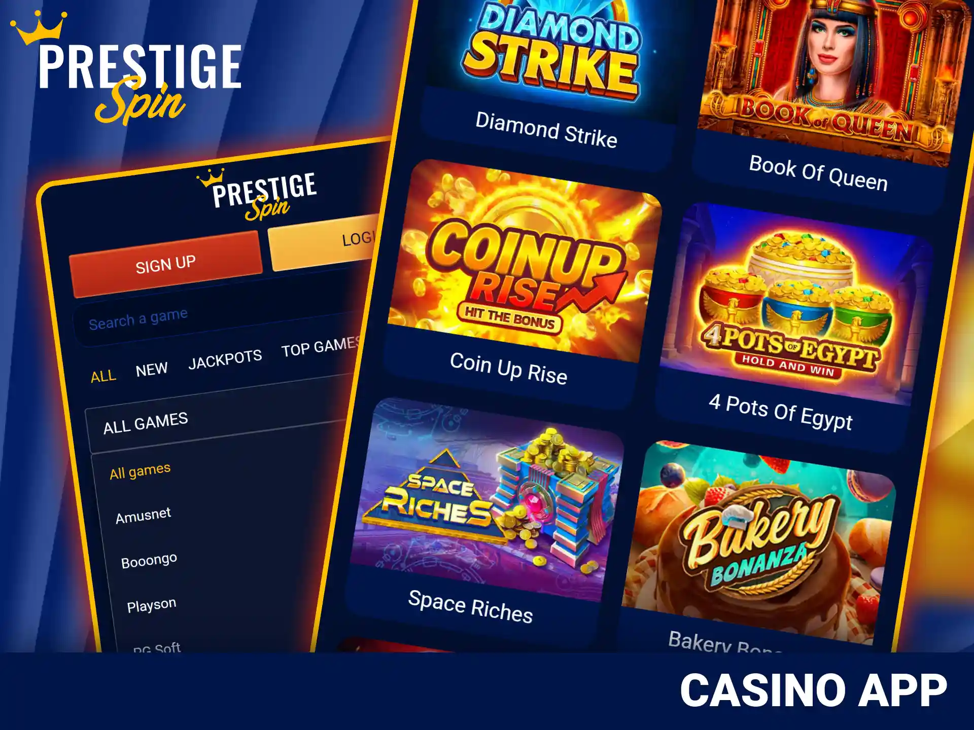 Browse thousands of mobile casino games on official Prestige Spin.