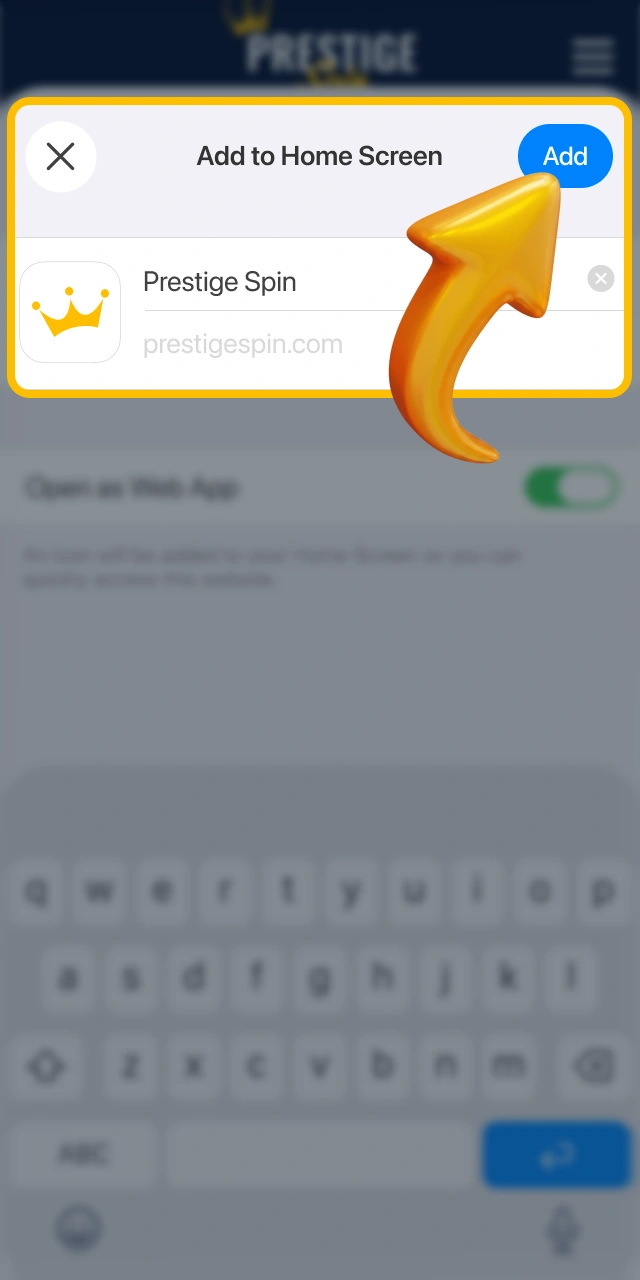 Confirm the portable application installation using official Prestige Spin layout.