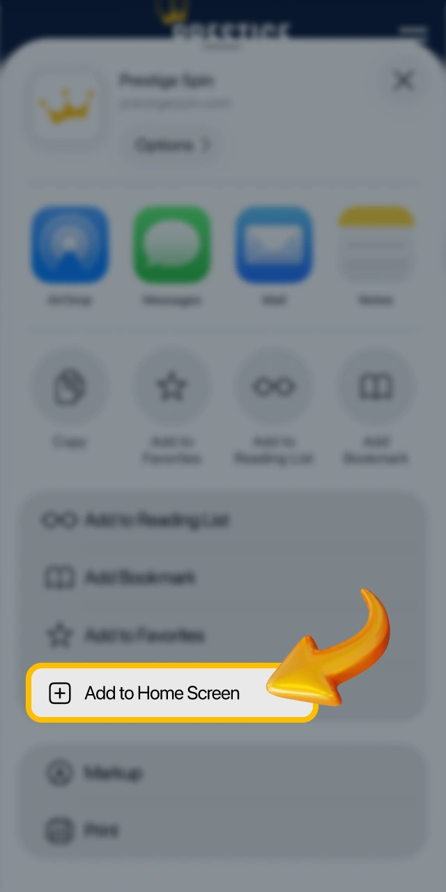 Choose the home screen configuration shortcut via official Prestige Spin.