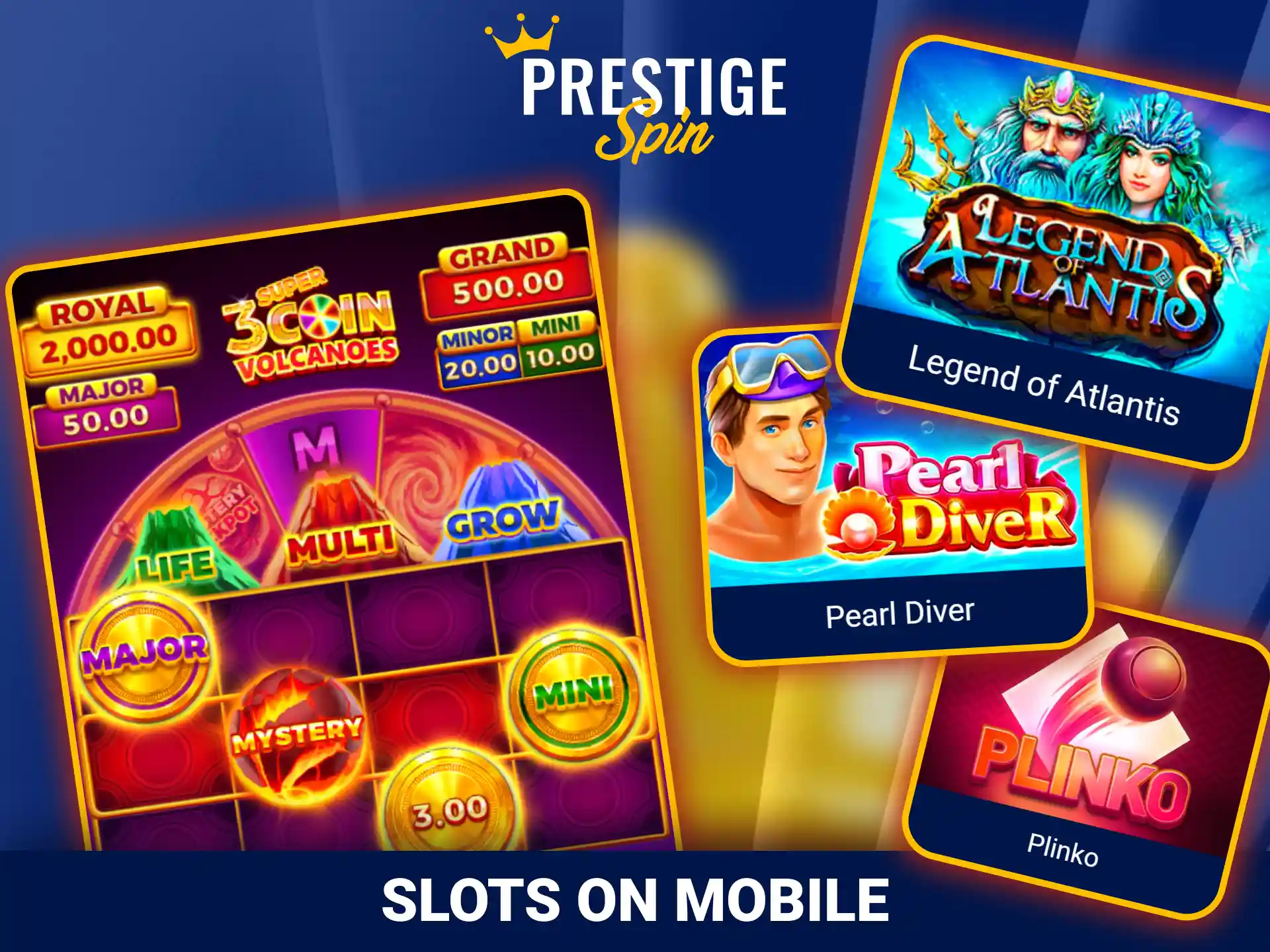 Spin premium mobile slot machines using official Prestige Spin app.