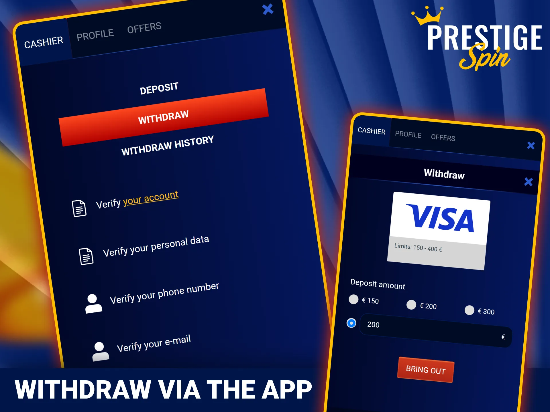 Request fast cashouts of your winnings on official Prestige Spin.