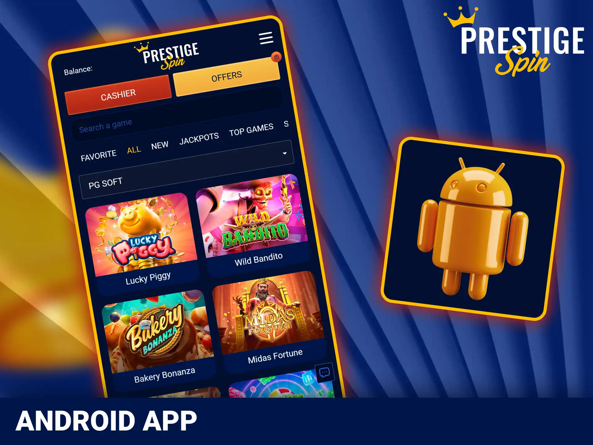 Install the secure Android APK file using official Prestige Spin.