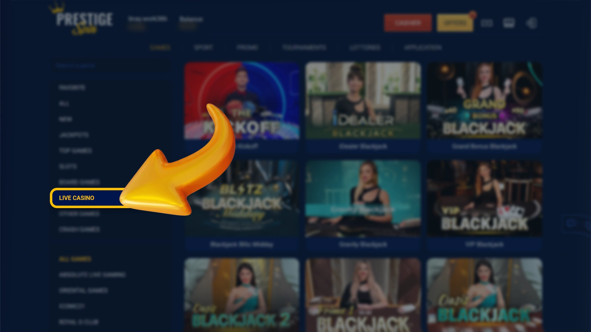 Browse the complete interactive gaming lobby of official Prestige Spin.