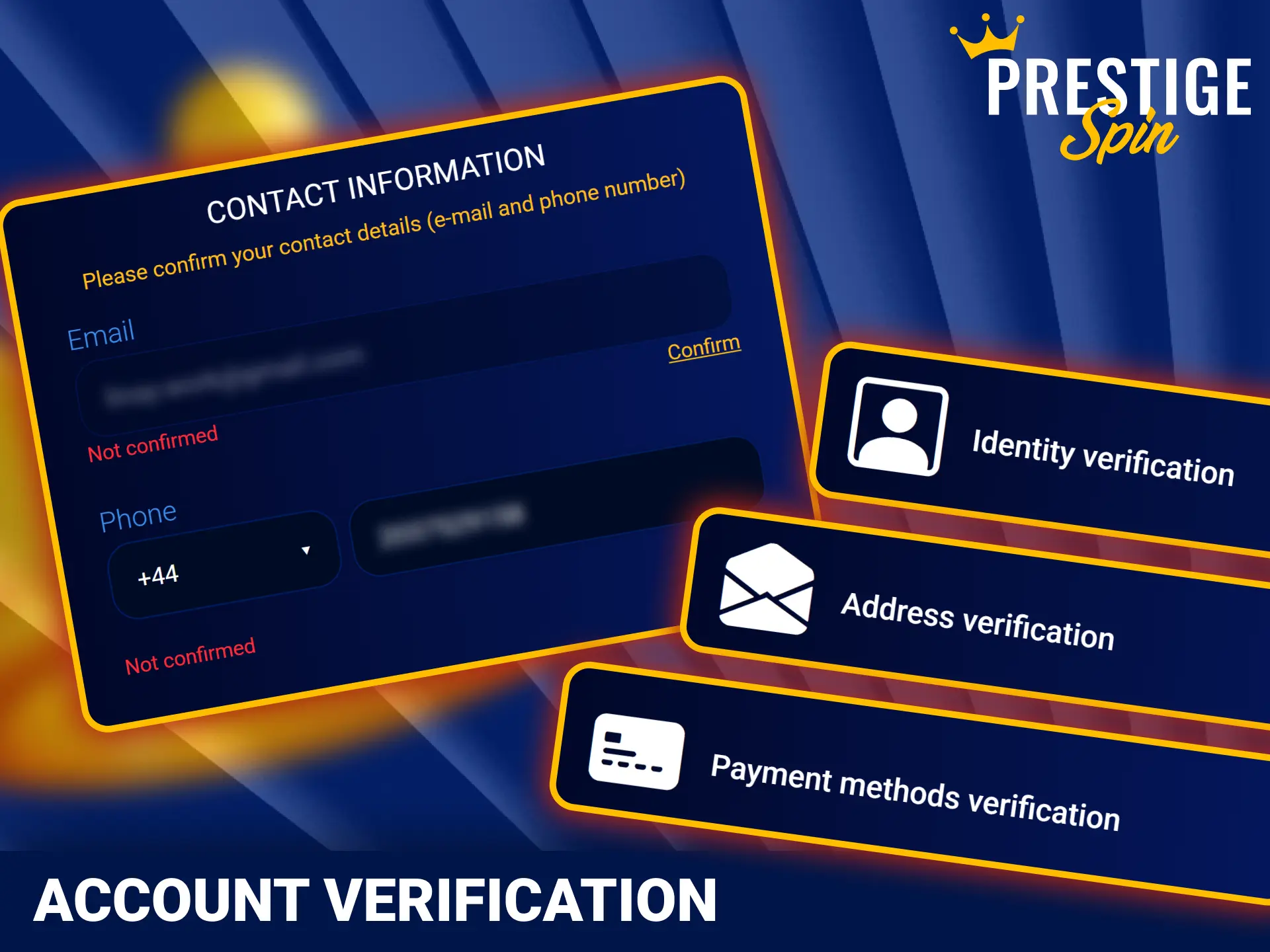 Verify your identity details securely inside official Prestige Spin.