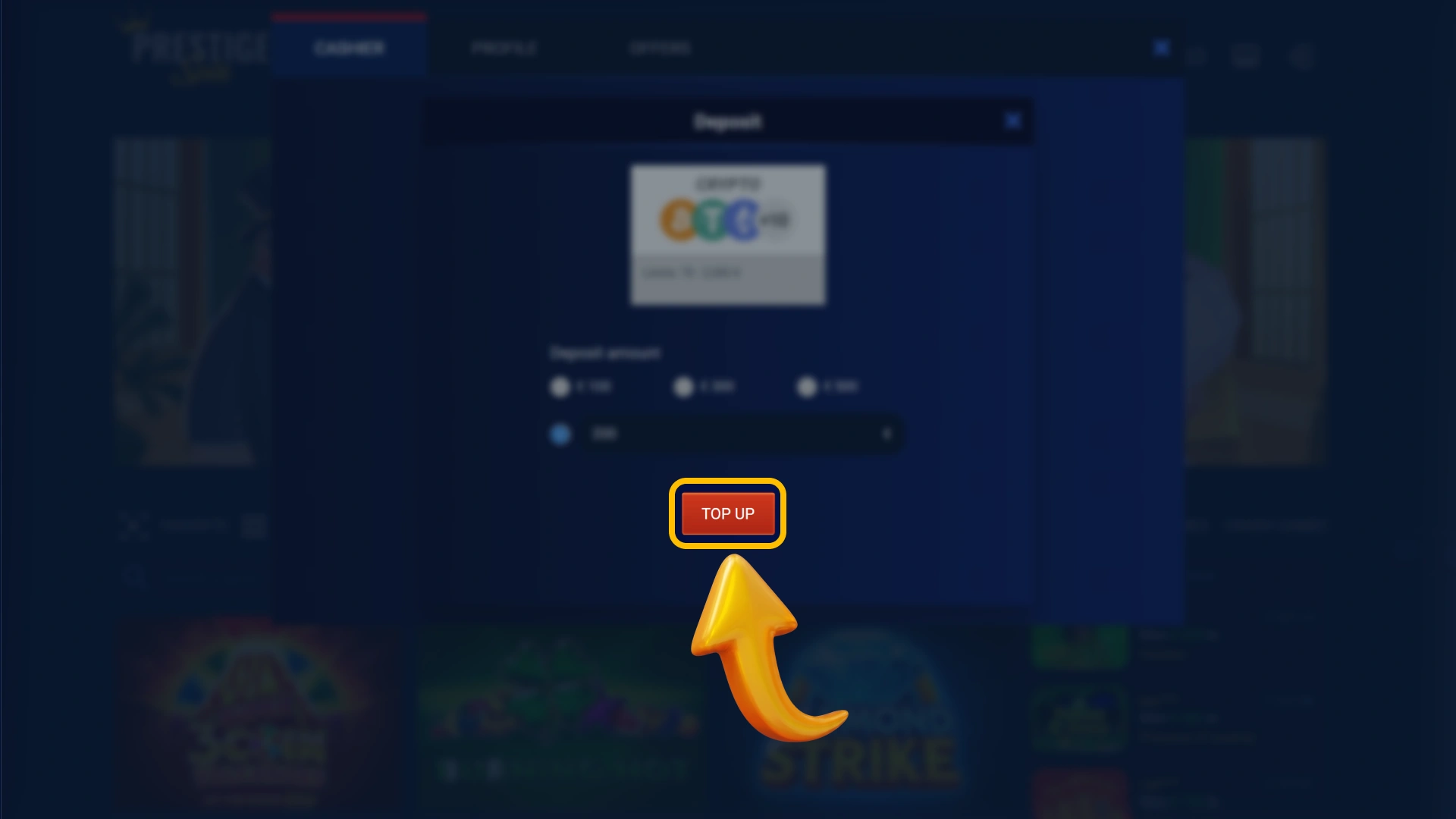 Finalize the secure online payment transfer inside official Prestige Spin.