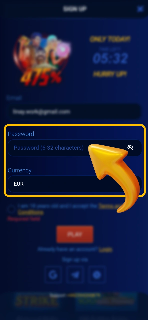 Set up your mobile account details inside official Prestige Spin.