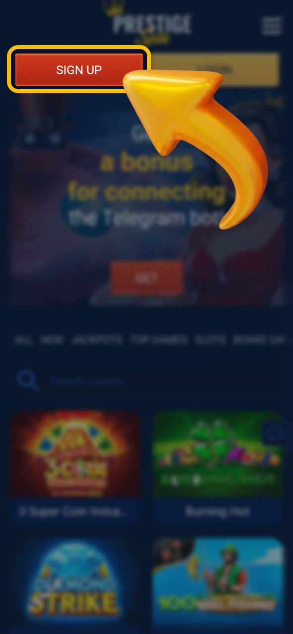 Open the download portal for the official Prestige Spin app.